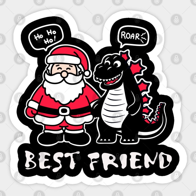 Godzilla and Santa Claus - Funny t-shirt for Christmas Sticker by Nine Tailed Cat